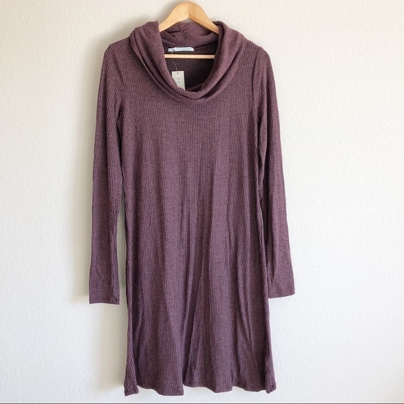 New Ribbed Knit Tunic Dress With Cowl Neck - Picture 1 of 8